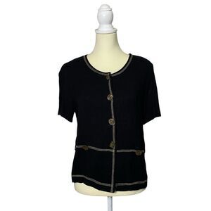 Vintage Earth Song Boho Lagenlook Button Up Rayon Blouse Women's Size 6